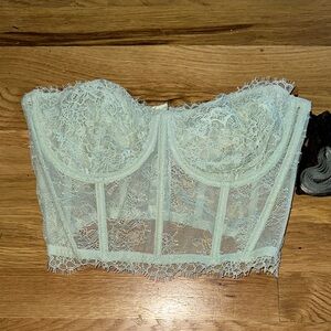 NWT Victoria Secret Sage Lace Bustier 36C w/Straps